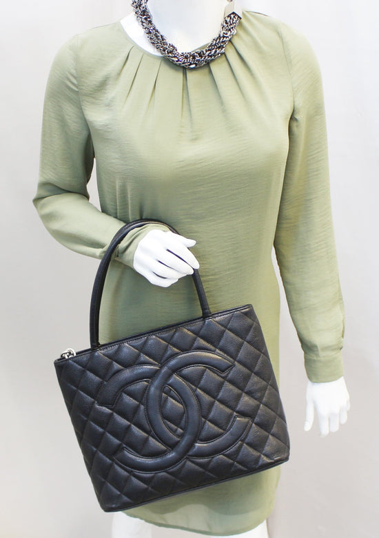 Chic Chanel Medallion Quilted Tote Bag Caviar Skin Dark Brown - Free Ship  USA