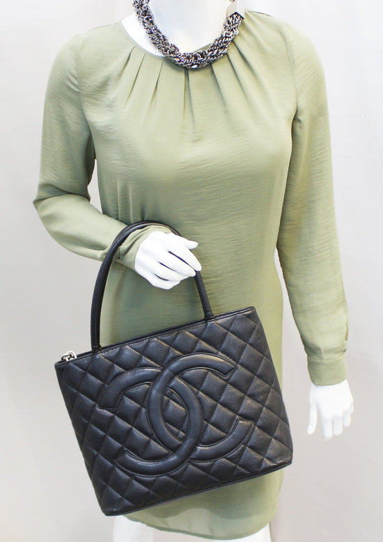 Chanel Medallion Tote Quilted Caviar Neutral 2161271