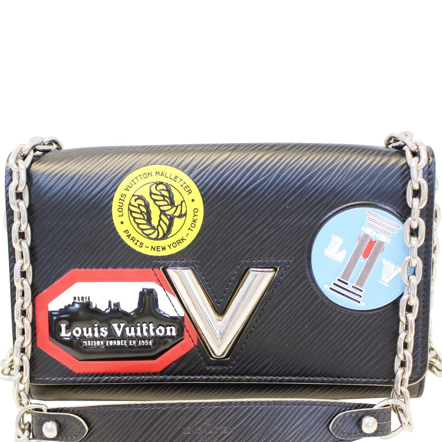 LOUIS VUITTON Epi World Tour Twist Chain Wallet Noir Black Crossbody