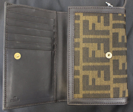 Fendi Monogram FF Zucca Flags Cherry Blossom Zippy Wallet Zip