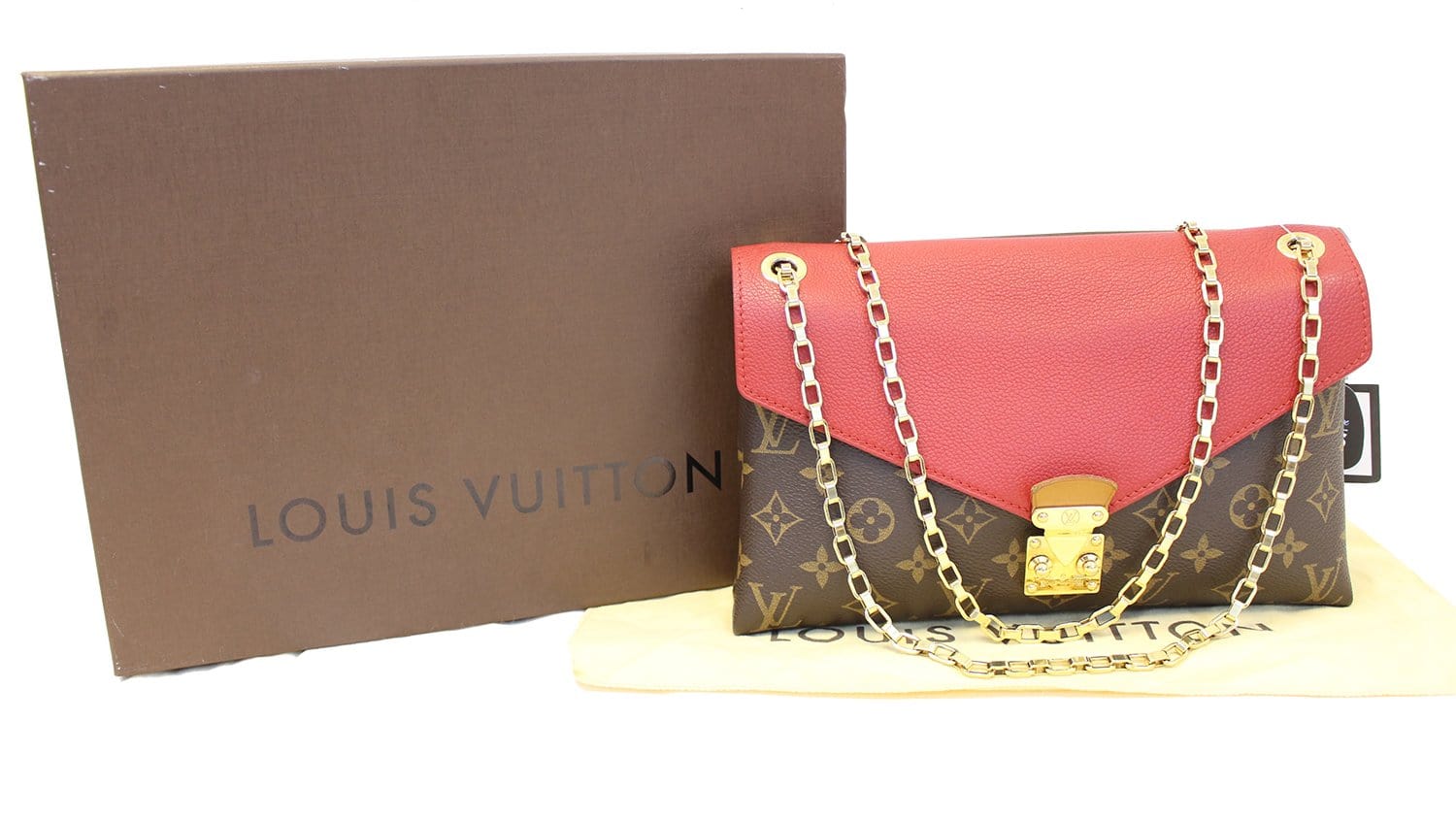 Louis Vuitton Litchi Monogram Canvas Pallas Chain Bag Louis