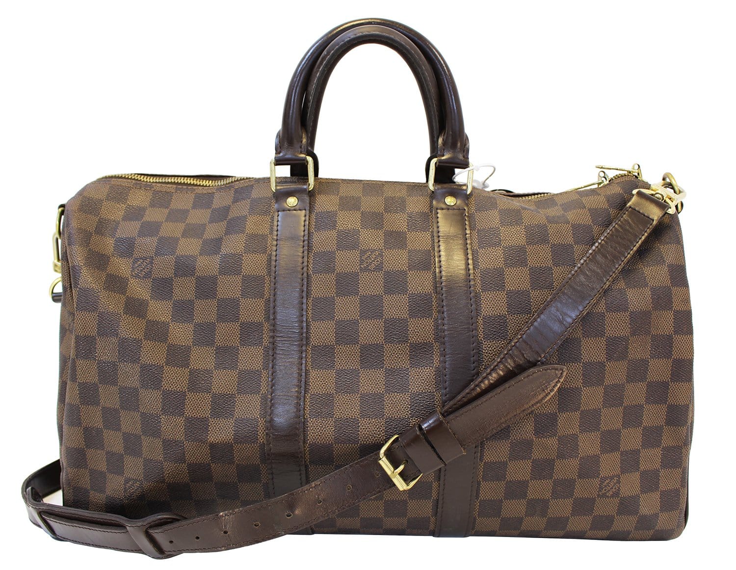 LOUIS VUITTON Damier Ebene Keepall 45 Bandouliere Travel Bag