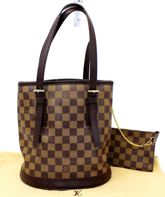 LOUIS VUITTON Damier Ebene Marais Bucket Pouch 152334