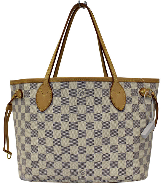 Authentic Louis Vuitton Damier Azur Neverfull PM Shoulder Tote Bag #17923