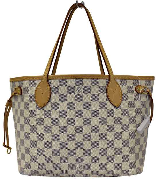 White Louis Vuitton Damier Azur Neverfull PM Tote Bag – Designer