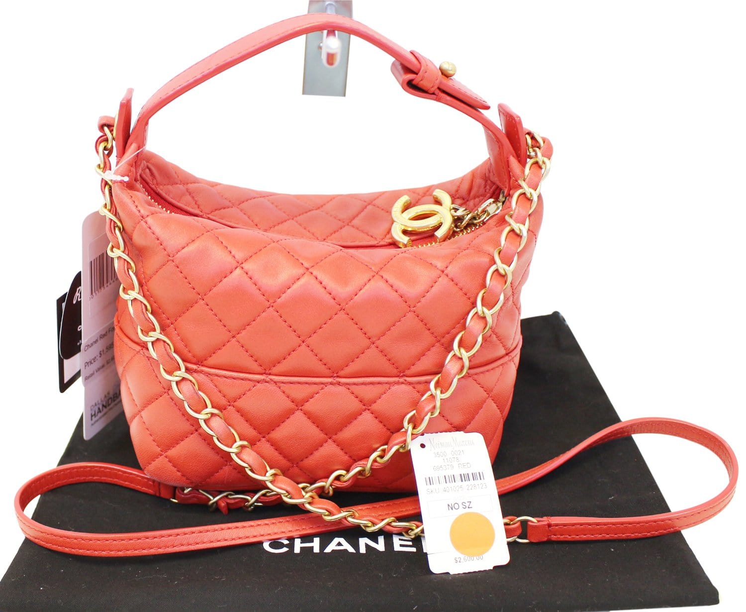 Chanel Red Quilted Lambskin Forever Small Hobo Bag