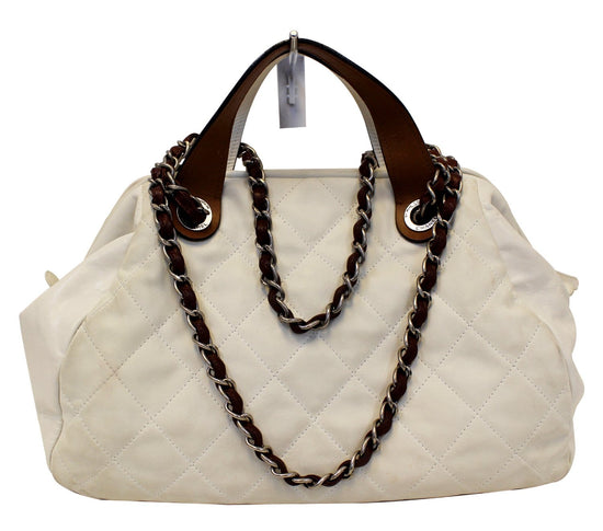 CHANEL Leather Small In-The-Mix White Satchel Bag TT2120