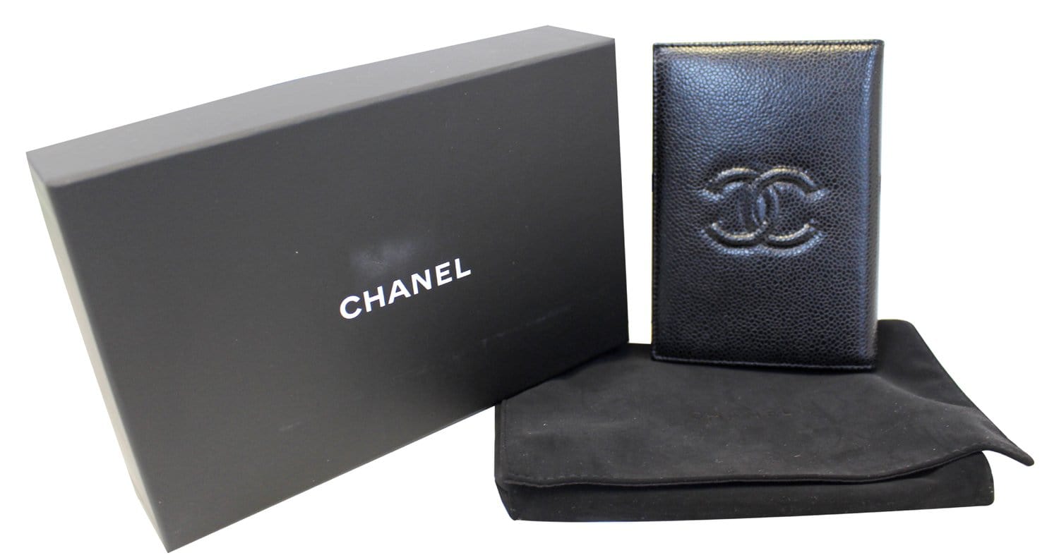 Chanel Classic Quilted Caviar Black Passport Holder Gold