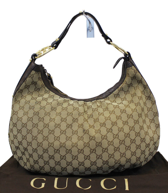 Gucci Messenger Bag with Interlocking G Beige/Ebony in Canvas with