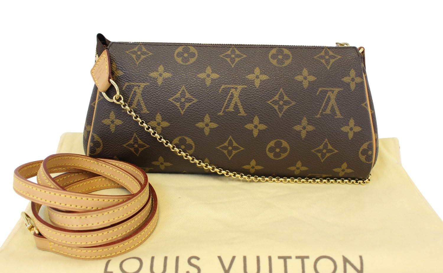 Authentic LOUIS VUITTON Monogram Canvas Eva Clutch Bag TT1579