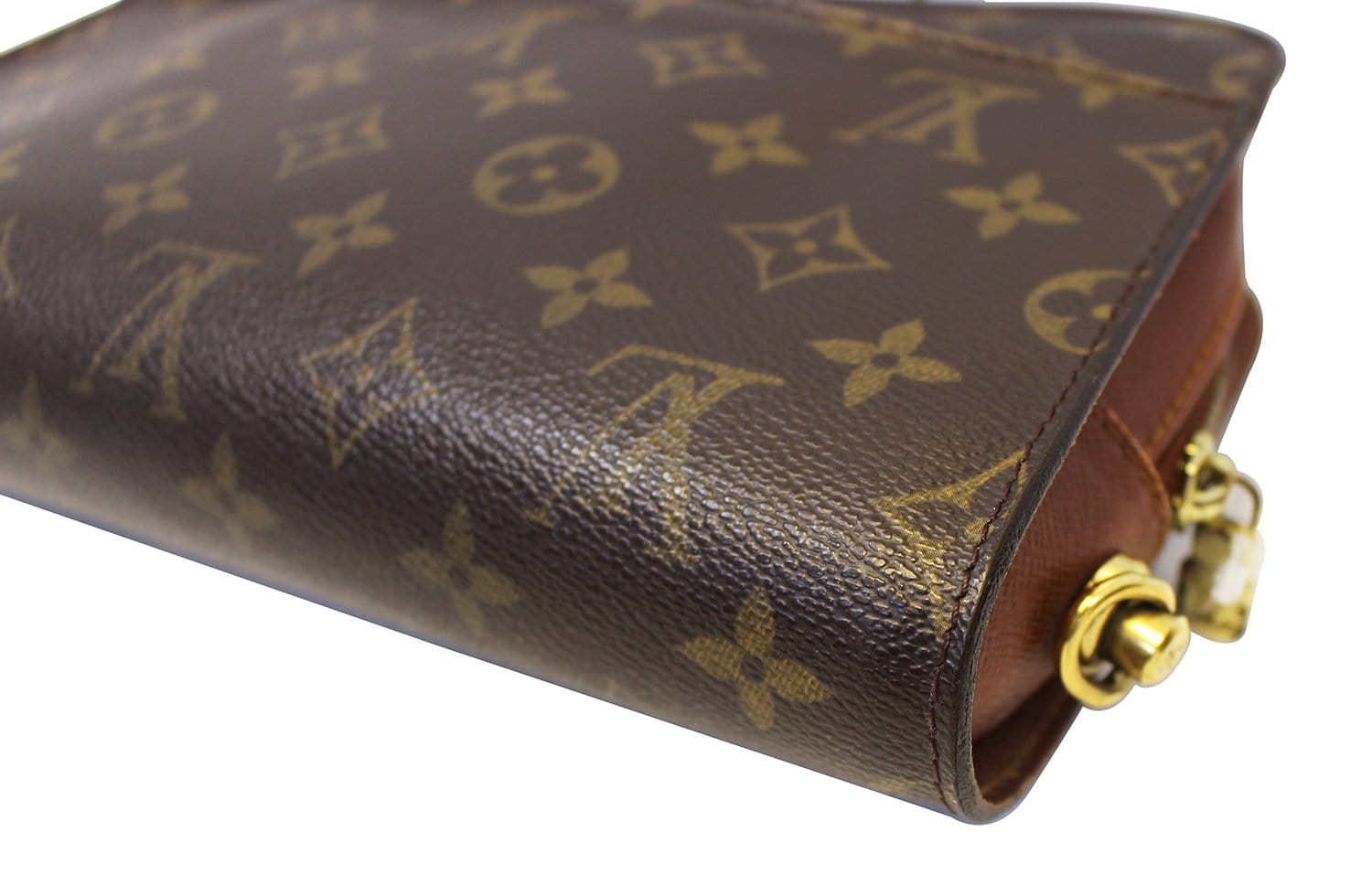 Louis Vuitton Brown Monogram Canvas Orsay Wrist Clutch Bag with brass  hardware For Sale at 1stDibs