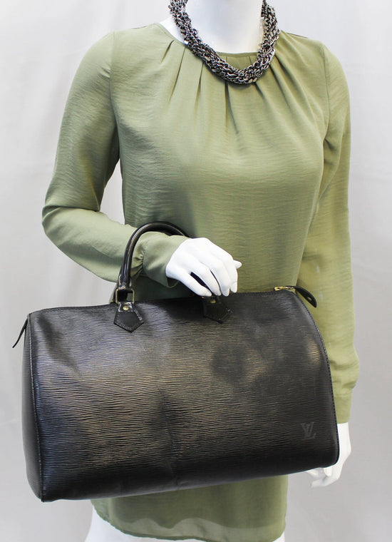 LOUIS VUITTON Epi Leather Green Speedy 35 Satchel Bag - 30% Off