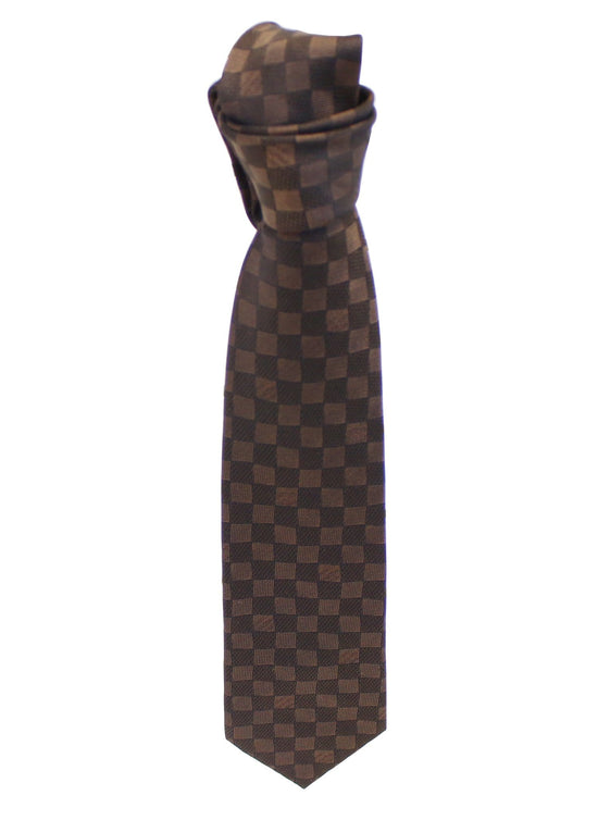 LOUIS VUITTON Damier Ebene Silk Necktie Tie Brown