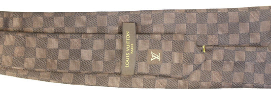 Louis Vuitton Silk Regimental Damier Tie Brown