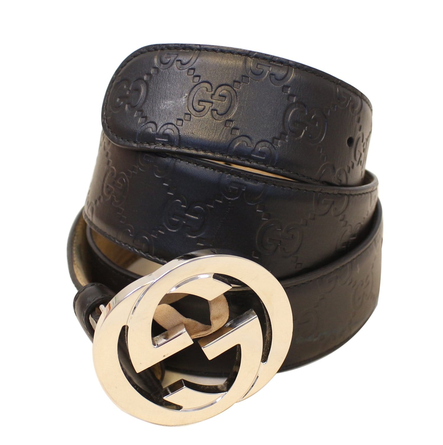 Gucci Camelia Smooth Leather Interlocking G Belt Size 80/32