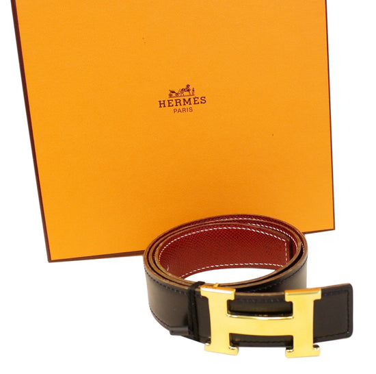 Hermes Constance Gold H belt buckle Reversible Orange Black