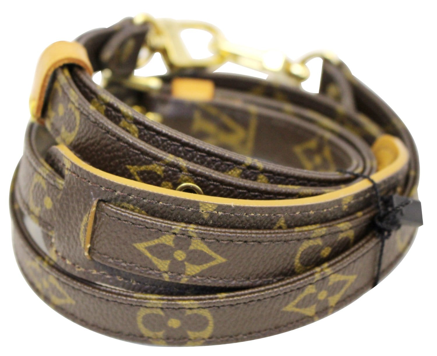 Dark Tan Leather Strap with Yellow Stitching for Louis Vuitton, Coach &  More - .75 Standard Width