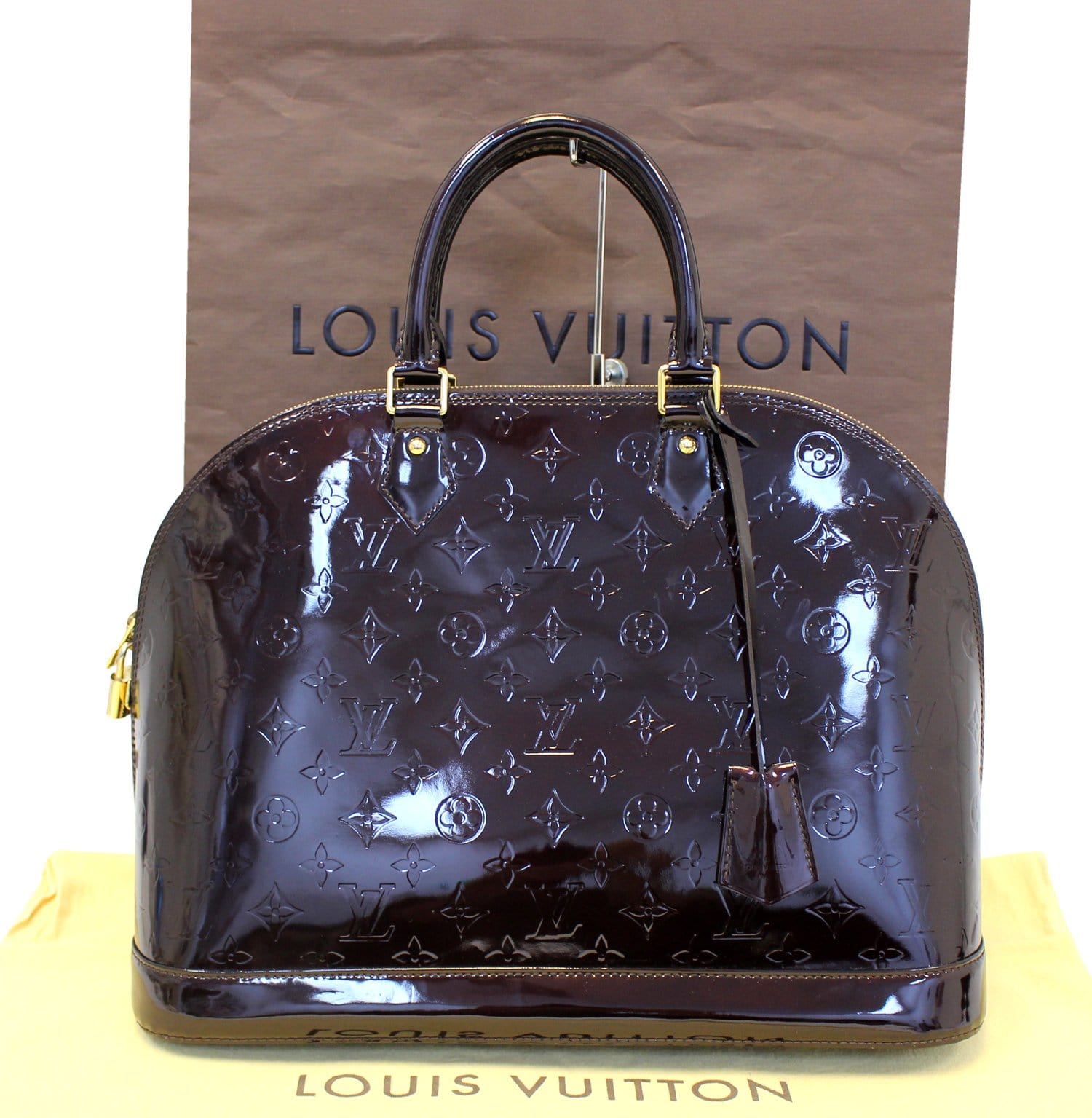 LOUIS VUITTON Amarante Vernis Monogram Alma BB - The Purse Ladies