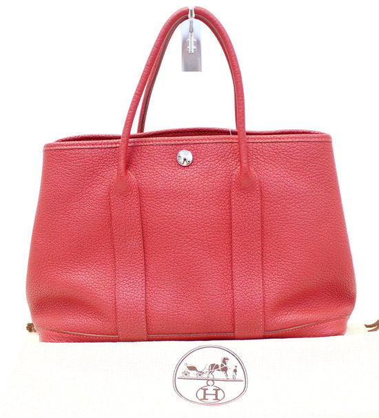 Hermes Red Leather Hand Painted Garden Party 30 – Ladybag