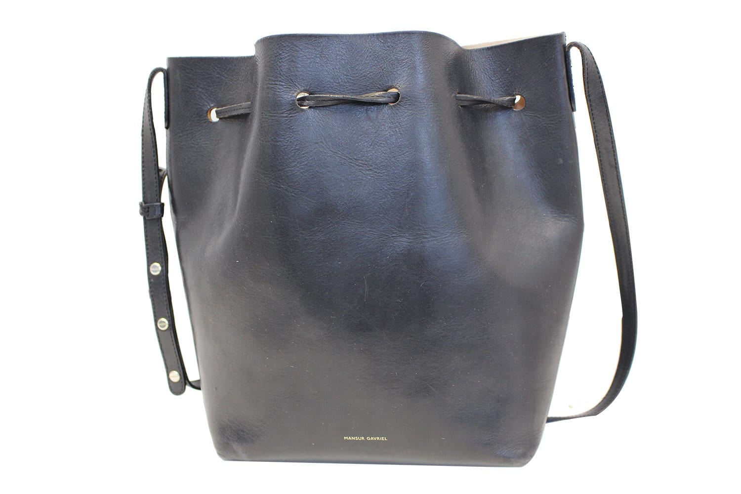 MANSUR GABRIEL Black leather Bucket Shoulder Bag E4110