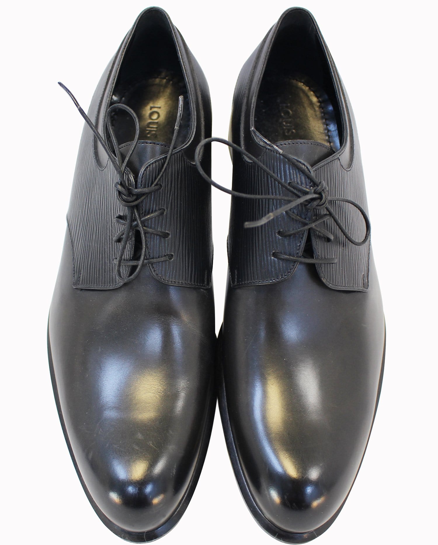 Authentic LOUIS VUITTON Richelieu Black Epi Lace ups Men&#39;s Dress Shoes