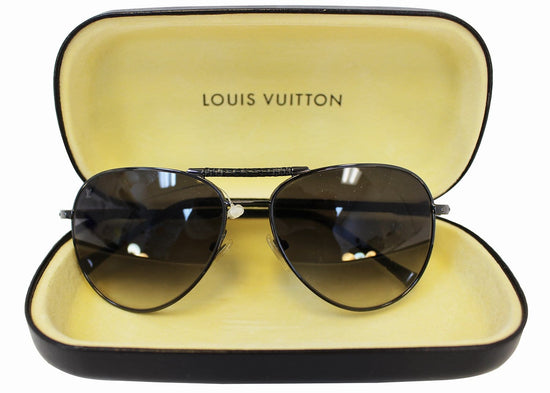 Louis Vuitton Graphite Damier Silvertone Metal Pilote Aviator Sunglasses-Z0659U