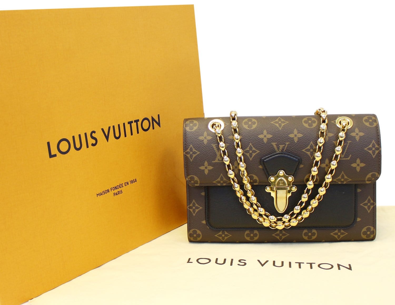 Louis Vuitton Brown, Pattern Print Monogram Victoire Shoulder Chain Bag PM