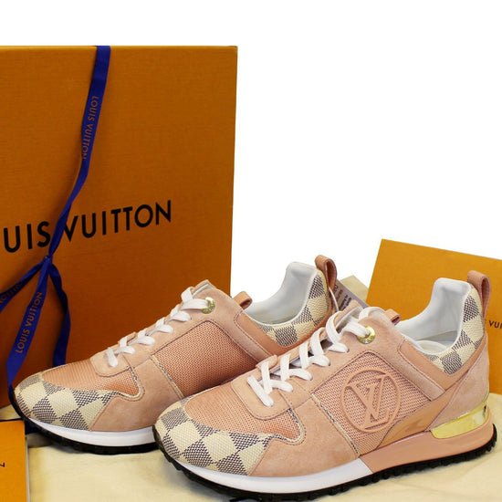 Louis Vuitton, Shoes, Original Louis Vuitton Suede Damier Azur Run Away Sneakers  Pink