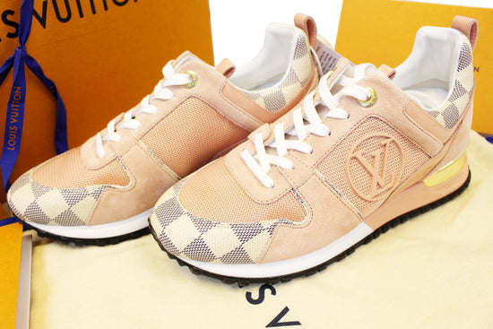 Louis Vuitton, Shoes, Louis Vuitton Suede Damier Azur Run Away Sneakers  Pink Size 387