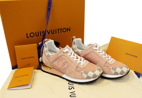 Louis Vuitton, Shoes, Original Louis Vuitton Suede Damier Azur Run Away  Sneakers Pink