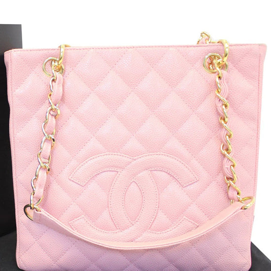 Petite shopping tote leather tote Chanel Pink in Leather - 20318989