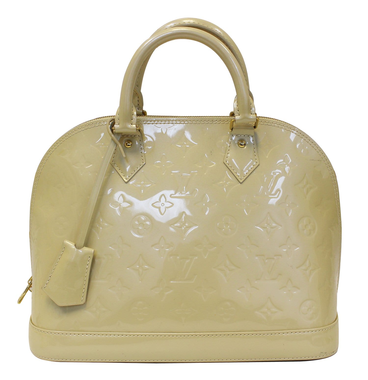 LOUIS VUITTON Pearl White Vernis Leather Alma Satchel Bag - Final Call