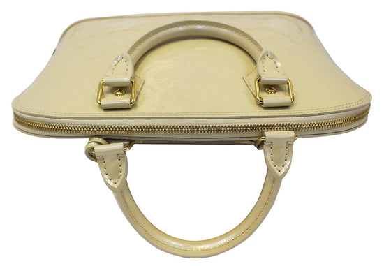 LOUIS VUITTON Pearl White Vernis Leather Alma Satchel Bag - Final Call