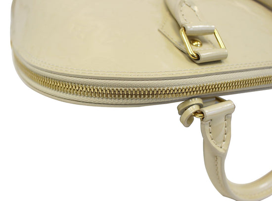 LOUIS VUITTON Pearl White Vernis Leather Alma Satchel Bag - Final Call