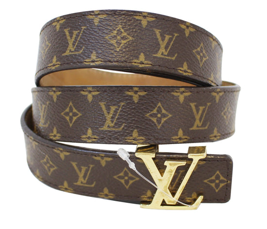 Louis Vuitton Brown Monogram Belt 90 36 Very Rare with Brass Buckle LV