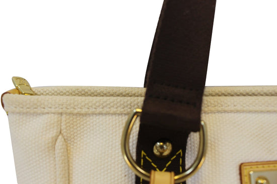 LOUIS VUITTON Limited Edition Cream Canvas Antigua Cabas MM Bag - Fina