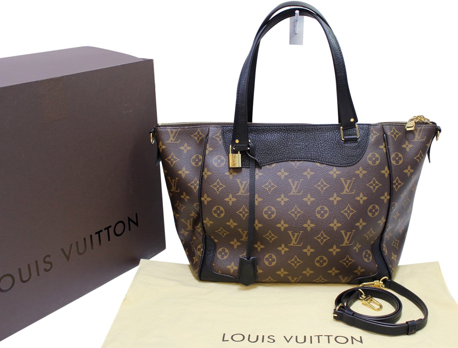 Sold at Auction: Louis Vuitton Black Leather Shoulder Bag - Large Monogram  Estrela Tote w/ Strap