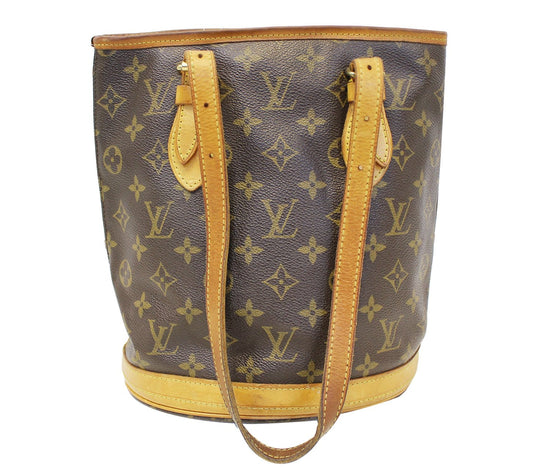 LOUIS VUITTON Monogram Canvas Petit Bucket Shoulder Bag E4149