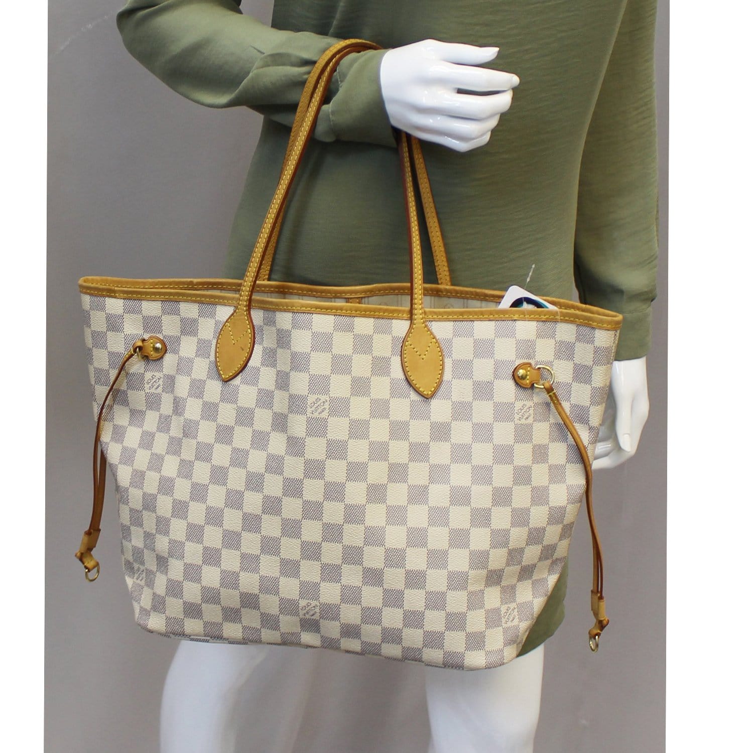 LOUIS VUITTON Neverfull MM Damier Azur Tote Shoulder Bag