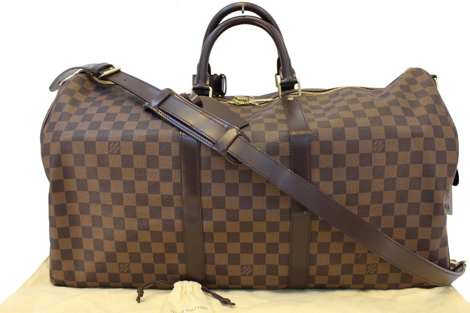 Louis Vuitton Damier Ebene Keepall Bandouliere 55 Duffle with Strap 51lk715s