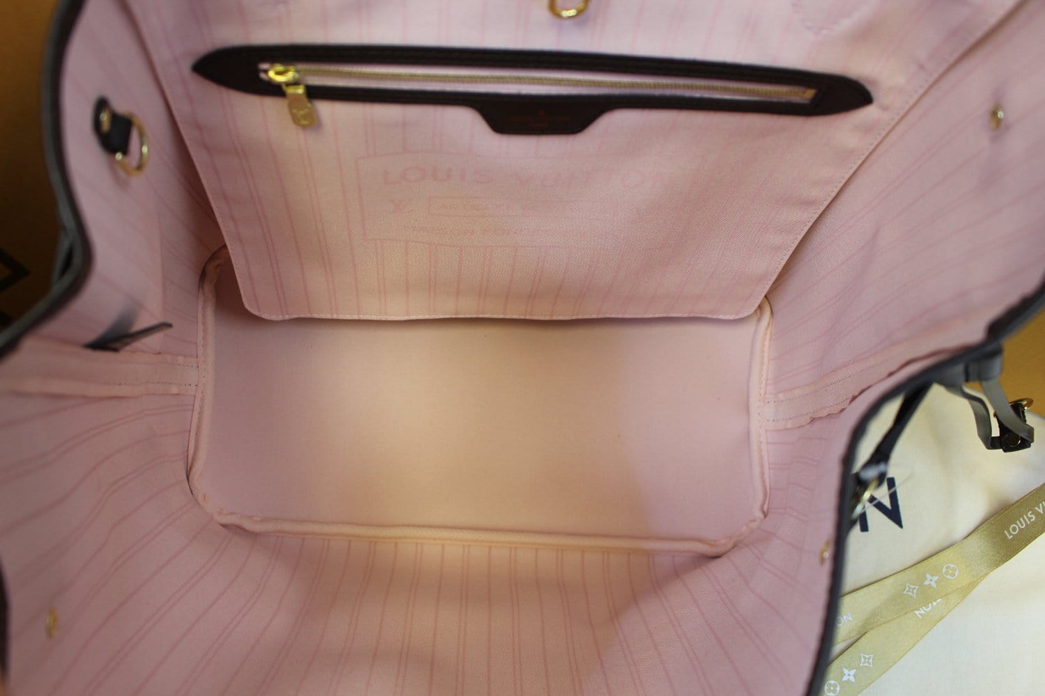 LOUIS VUITTON Damier Ebene Neverfull MM Pink Tote Bag TT2138