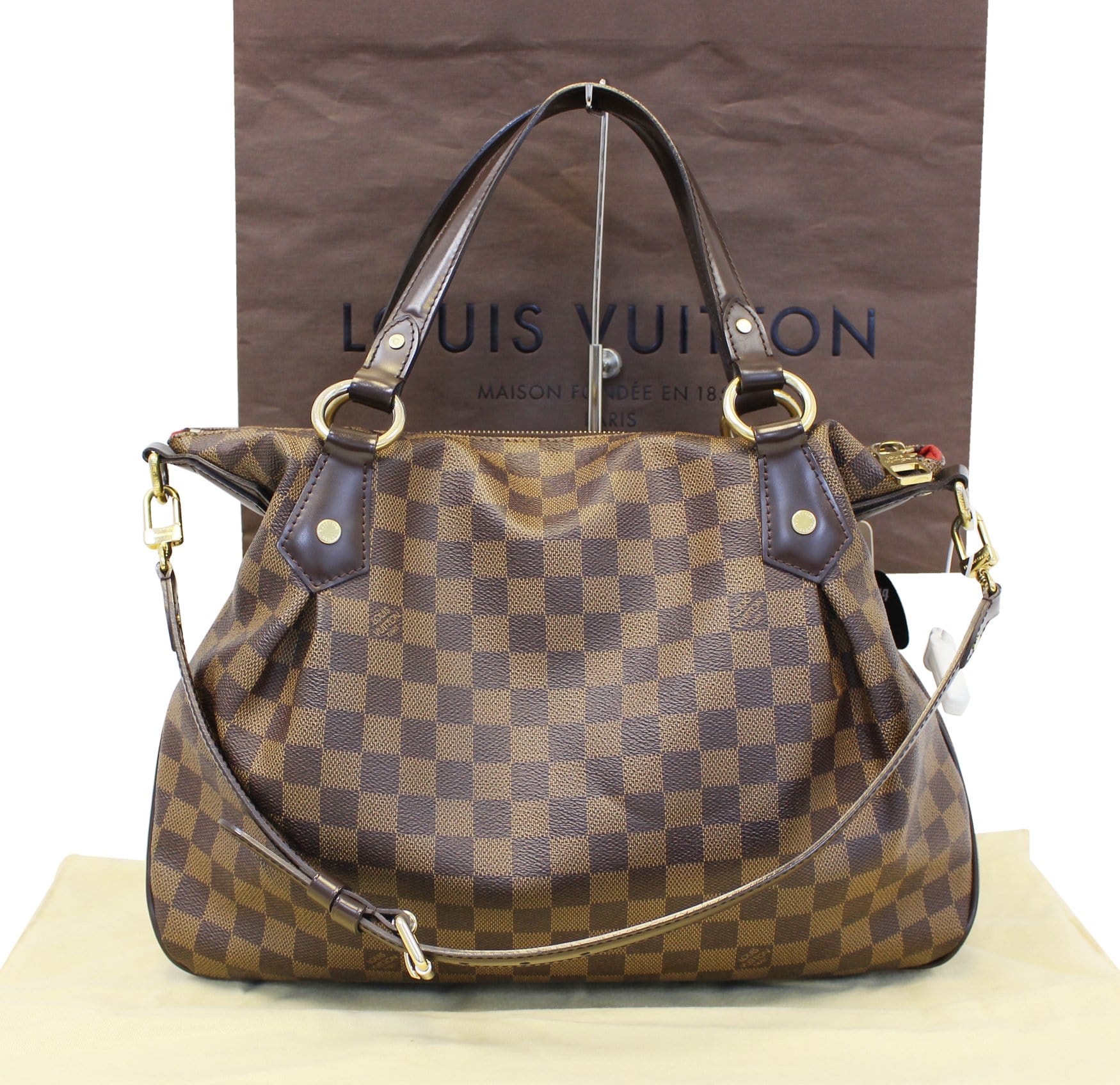 Louis Vuitton Evora MM Damier Ebene Tote Shoulder Bag