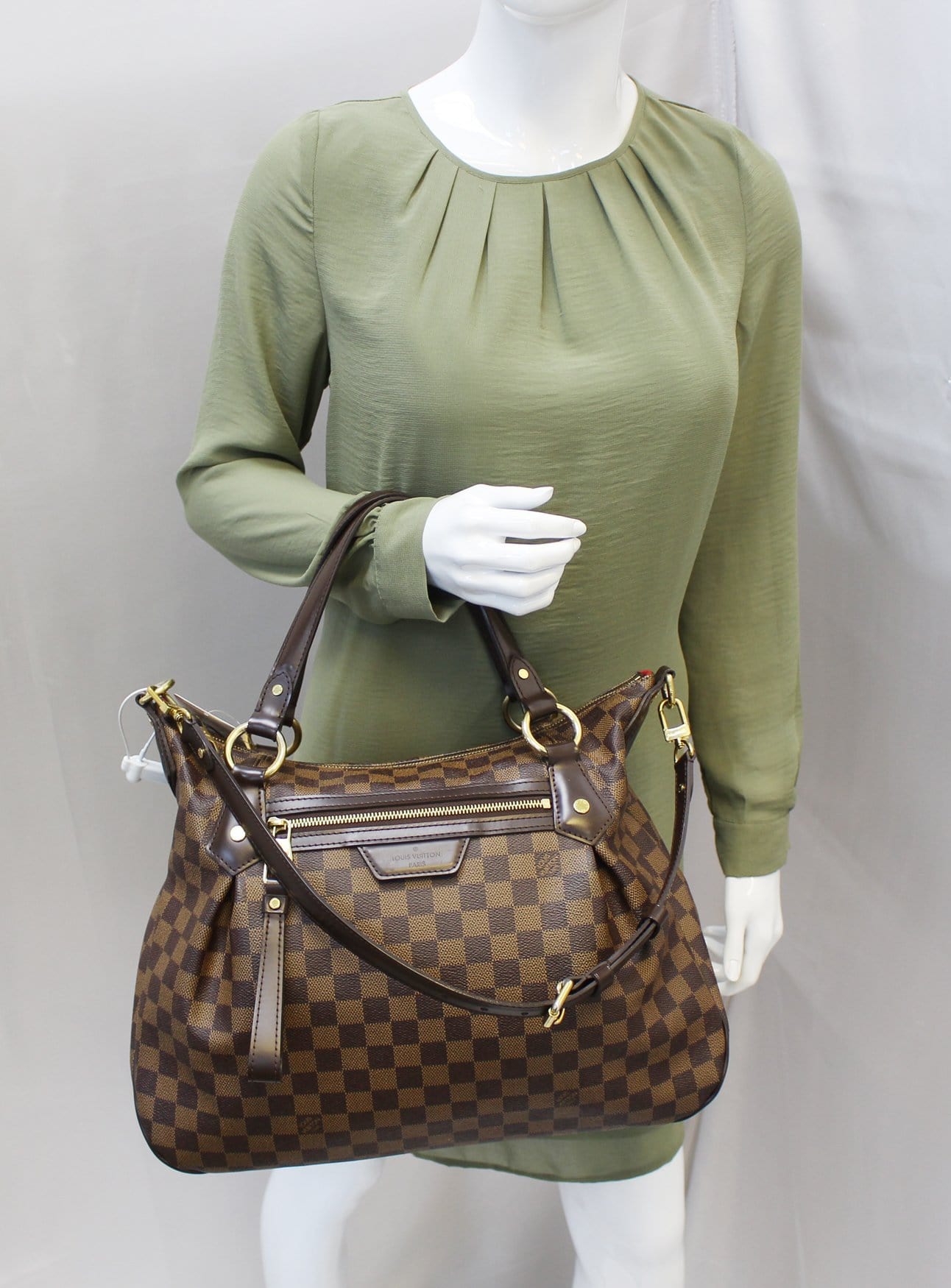 Louis Vuitton Evora MM Damier Ebene Tote Shoulder Bag