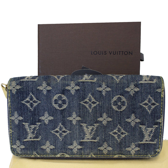 Authenticated used Louis Vuitton Monogram Denim Mini Zippy Wallet Blue Folded M95342, Women's, Size: (HxWxD): 10cm x 12cm x 2cm / 3.93'' x 4.72'' x
