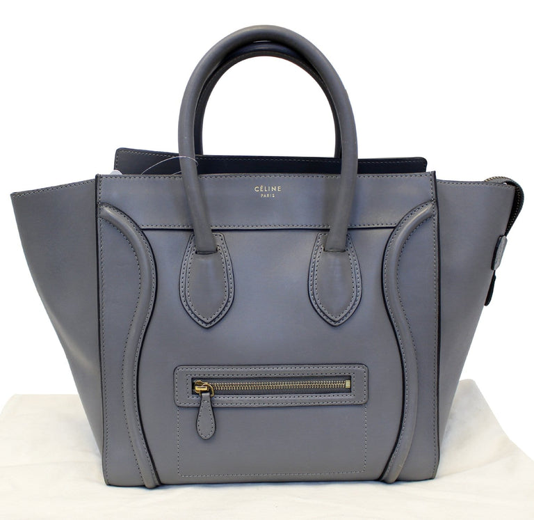 CELINE Grey Calfskin Leather Mini Luggage Tote Bag E4177