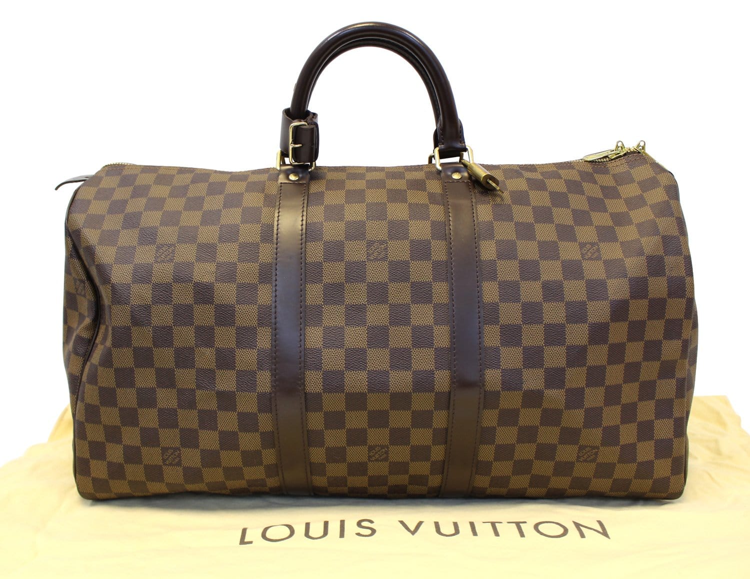 Louis Vuitton Damier Ebene Canvas Keepall 50 Bag Louis Vuitton