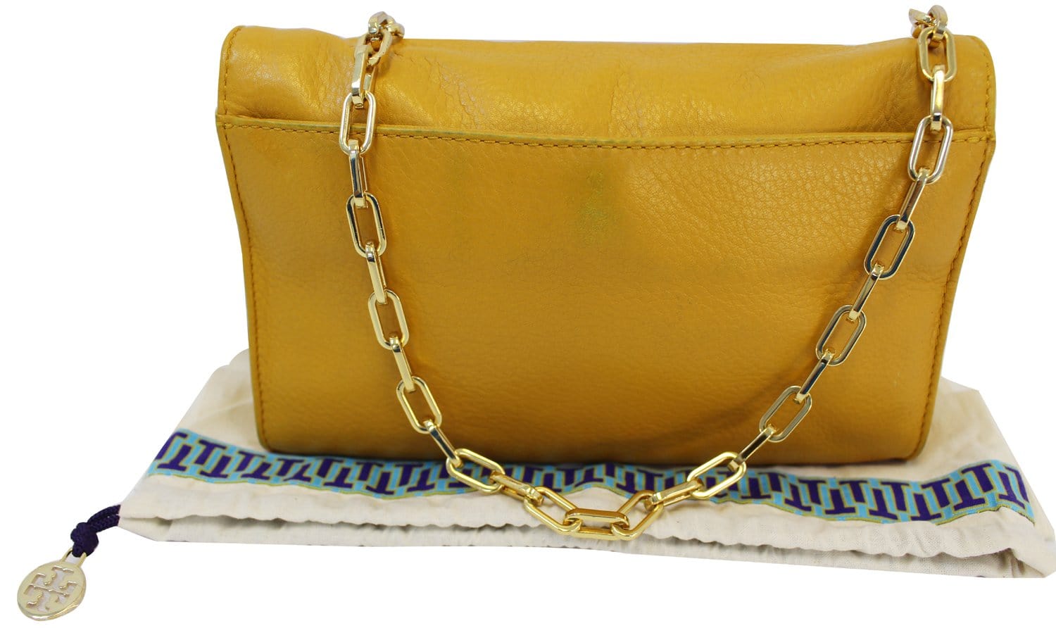 TORY BURCH Yellow Long Chain Leather Crossbody Bag