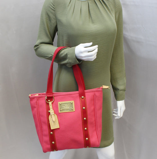 Louis Vuitton Vintage - Antigua Cabas MM Bag - Red - Fabric and