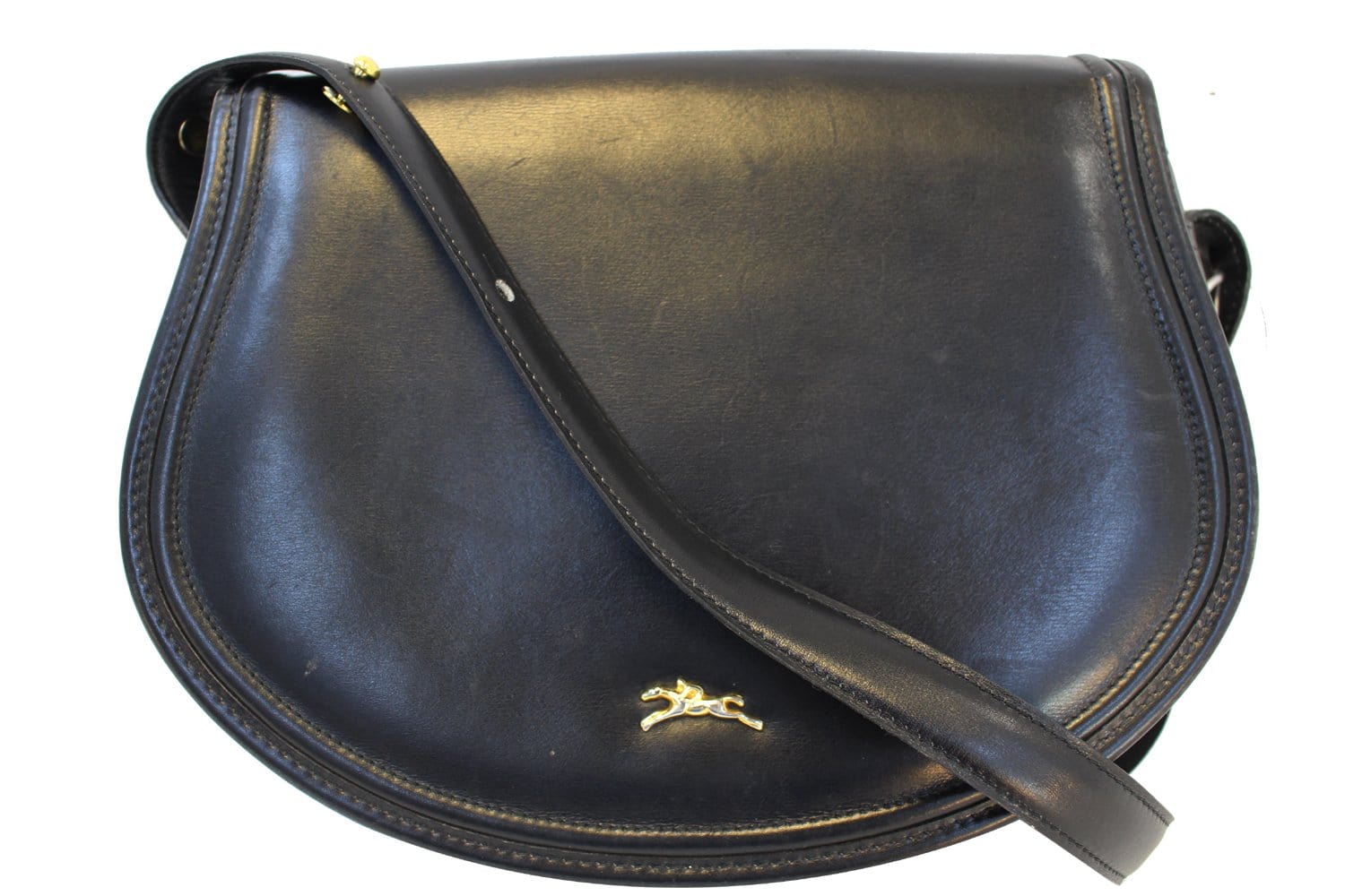 New Longchamp Black Leather Crossbody Bag