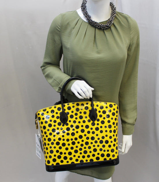 LOUIS VUITTON Limited Yayoi Kusama Black Vernis White Dots Lockit MM H